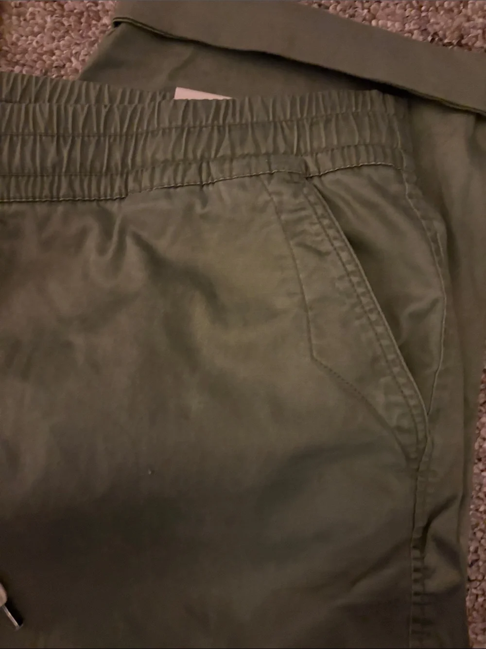 Lane Bryant Olive Drawstring Cropped Chinos